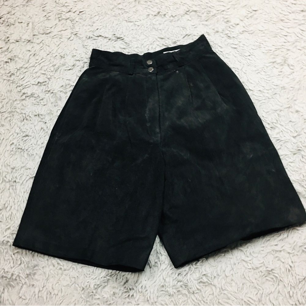 Davis Hollis High Waist Suede  Shorts Black Size 6